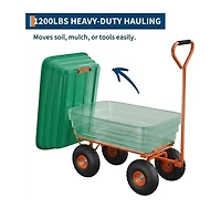 gaomon 1200 Lbs Heavy-Duty Garden Dump Cart Poly Yard Wagon with 13-Inch All-Terrain Tires Quick Release Dump and Adjustable