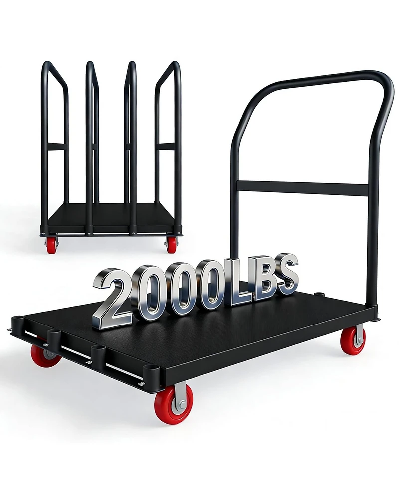 gaomon 2000 lb Folding Platform Cart 37x24 In Heavy-Duty Truck with Side Rails and 5in 360 Swivel Casters All-Weather Dolly for Warehouse