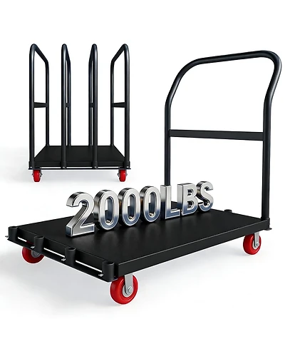 gaomon 2000 lb Folding Platform Cart 37x24 In Heavy-Duty Truck with Side Rails and 5in 360 Swivel Casters All-Weather Dolly for Warehouse