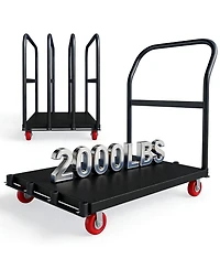 gaomon 2000 lb Folding Platform Cart 37x24 In Heavy-Duty Truck with Side Rails and 5in 360 Swivel Casters All-Weather Dolly for Warehouse
