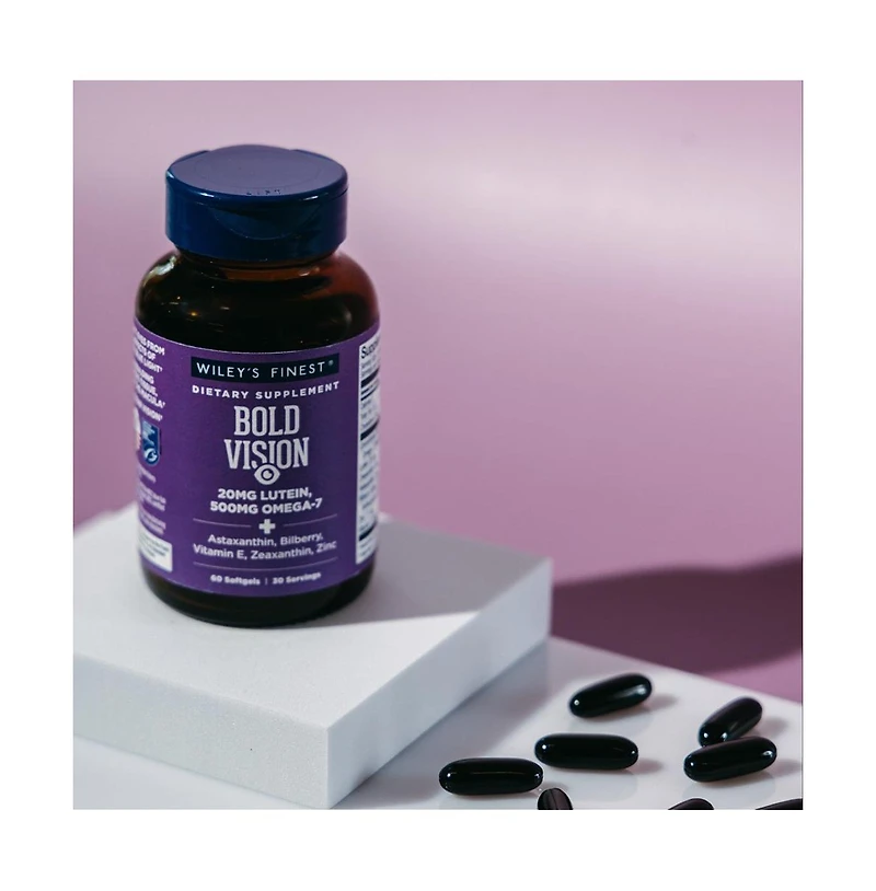 Wiley s Finest Bold Vision - Eye Health Supplement with Lutein, Zeaxanthin, Zinc and Omega-7