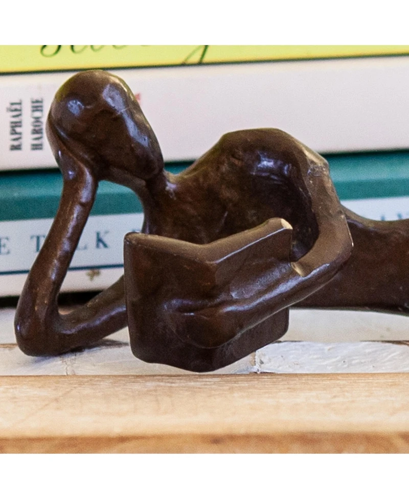 Danya B. Man and Woman Leisurely Reading Bronze Sculptures - Set of 2