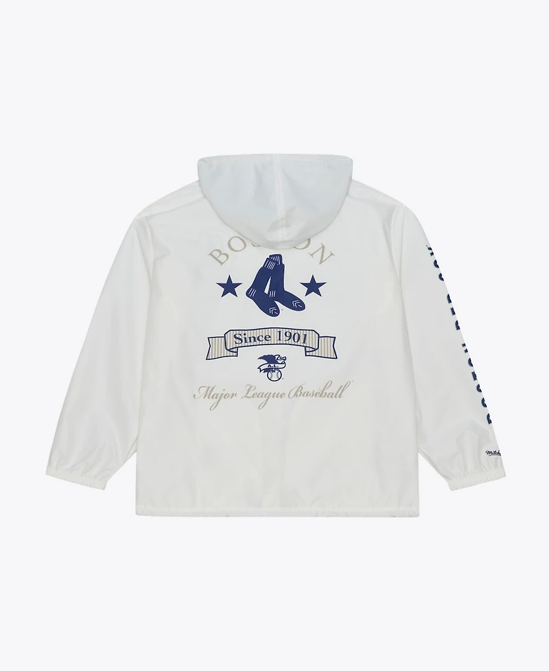Mitchell & Ness Men's White Boston Red Sox Yacht Rock Coaches Full-Snap Hooded Windbreaker Jacket