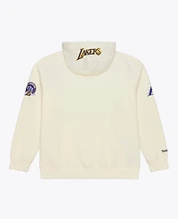 Mitchell & Ness Men's Cream Los Angeles Lakers Hardwood Classics Chainstitch Premium Fleece Hoodie
