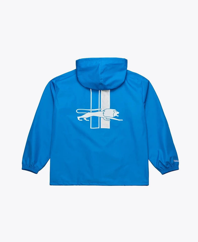 Mitchell & Ness Men's Blue Detroit Lions Coaches Full-Snap Hooded Windbreaker Jacket