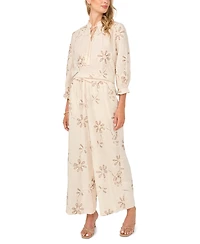 Vince Camuto Women's Cotton Split Neck Self-Tie Top