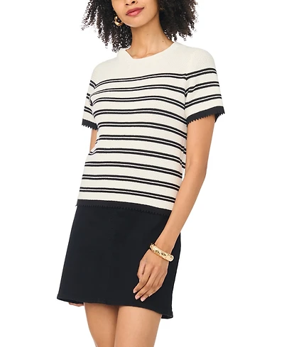 Vince Camuto Women's Cotton Striped Crewneck Sweater