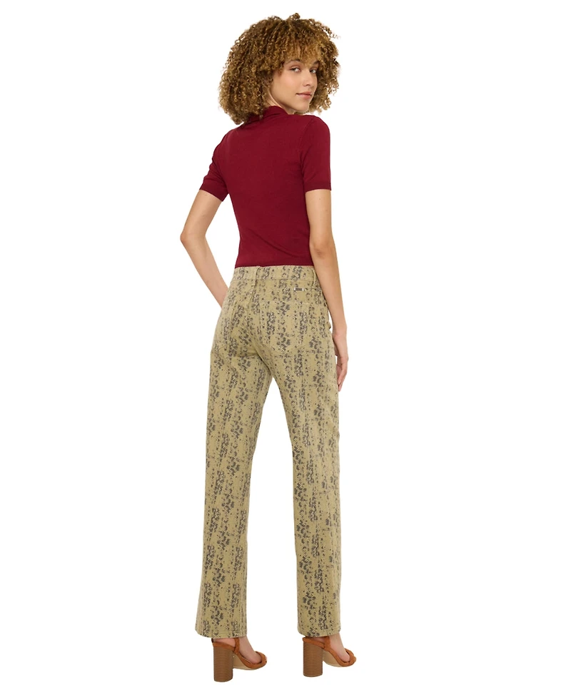 KanCan Women's Snakeskin Print Mid Rise Slim Wide-Leg Jeans