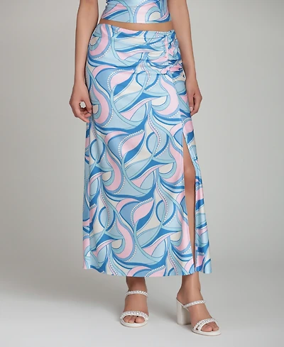Avec Les Filles Women's Ruched Side Slit Skirt