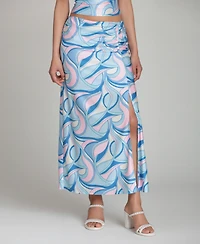Avec Les Filles Women's Ruched Side Slit Skirt