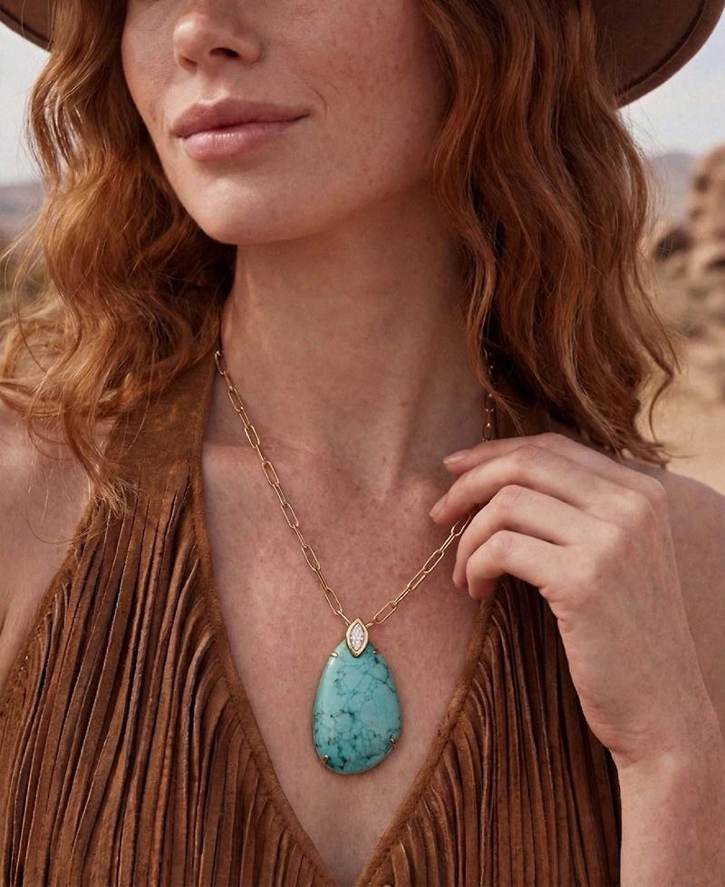 Ettika Gold-Plated Majestic Stone Pendant Necklace
