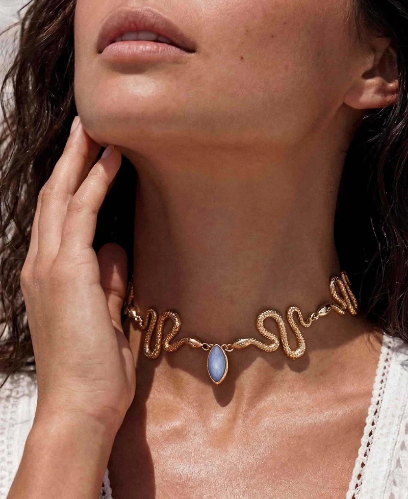 Ettika Gold-Plated Imitation Pearl Serpentina Choker Necklace