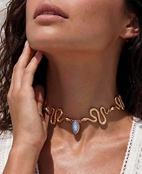 Ettika Gold-Plated Imitation Pearl Serpentina Choker Necklace