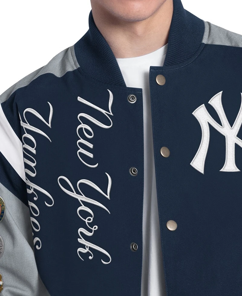 G-iii Sports by Carl Banks Men's Navy New York Yankees Strong Safety Commemorative Full-Snap Varsity Jacket