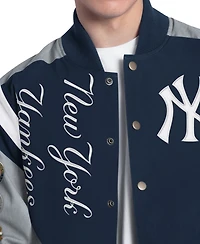 G-iii Sports by Carl Banks Men's Navy New York Yankees Strong Safety Commemorative Full-Snap Varsity Jacket