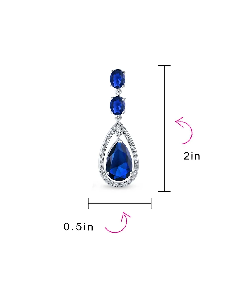 Bling Jewelry Cocktail Bridal Cubic Zirconia Halo Big Statement Red Teardrop Cz Chandelier Earrings Silver Plated