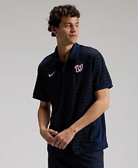 Nike Men's Navy Washington Nationals Authentic Collection Striped Victory Dri-fit Polo Shirt