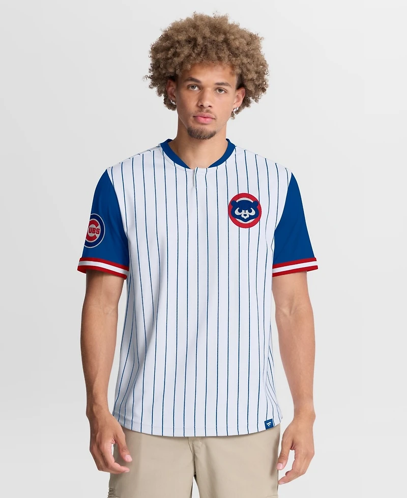 Fanatics Men's White/Royal Chicago Cubs Pinstripe Walk Off Shirt