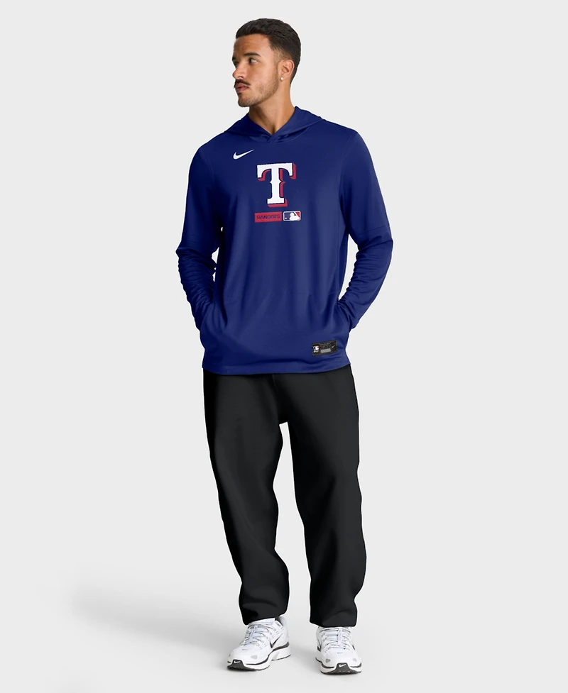 Nike Men's Royal Texas Rangers Authentic Collection Dri-fit Long Sleeve Hooded T-Shirt