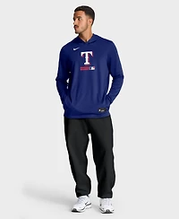Nike Men's Royal Texas Rangers Authentic Collection Dri-fit Long Sleeve Hooded T-Shirt