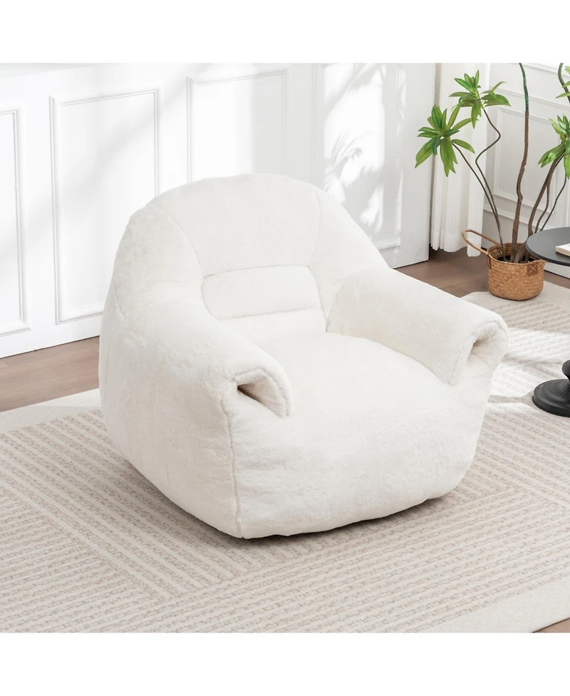 Rainsken Bean Bag Chair, Faux Fur Bean Bag Chair, with Filler Included, Soft Beanbag Chairs, Ergonomic, for Bedroom and Living Room
