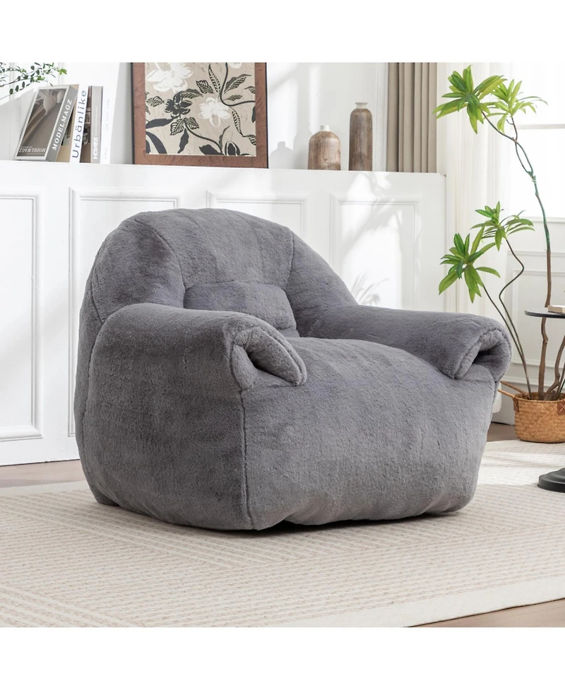 Rainsken Bean Bag Chair, Faux Fur with Filler Included, Soft Beanbag Chairs, Ergonomic, for Bedroom and Living Room