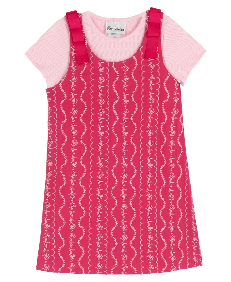 Rare Editions Girls' 2T-6X Short-Sleeve Top and Jumper, 2-Piece Set