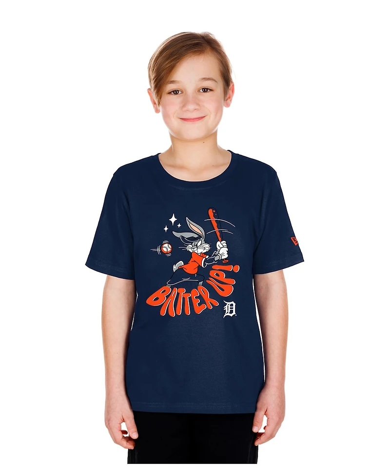 New Era Big Boys and Girls Navy Detroit Tigers Looney Tunes T-Shirt