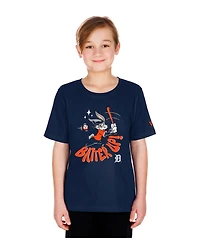 New Era Big Boys and Girls Navy Detroit Tigers Looney Tunes T-Shirt