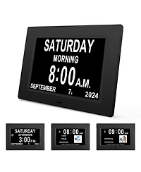 Jall 8 Inch Large Screen Digital Calendar Clock - Multiple Alarms (2 to 5) Auto Dimming Am Pm Clear Digits