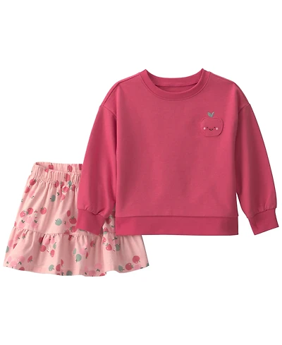 Carter's Toddler Girls' 2T-5T Apple French Terry Sweatshirt and Skort, 2-Piece Set