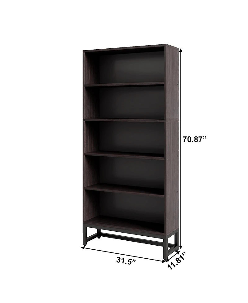 Slickblue Spacious Bookshelf Organizer with 5-Tier Shelving for Books and Decor