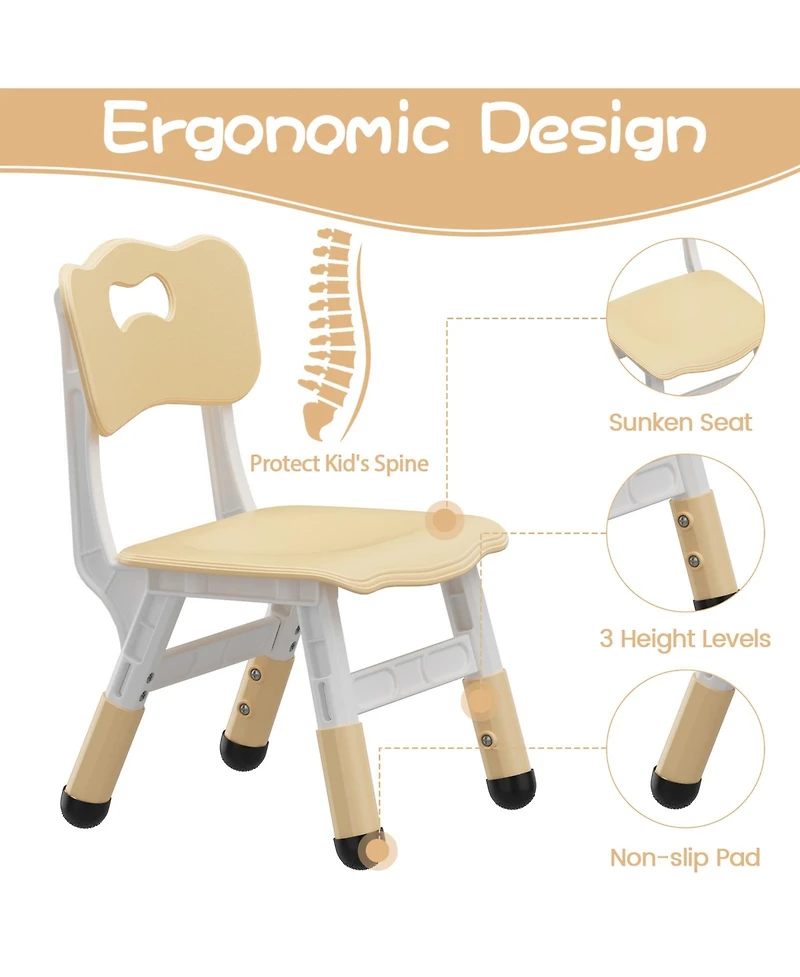 homfan Height Adjustable Toddler Table with 4 Chairs, Multi-use Kids Play Furniture for Reading, Drawing, Dining and Daily Games