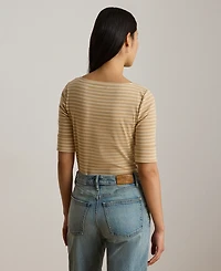 Lauren Ralph Petite Striped Boat Neck T-Shirt