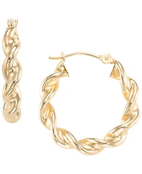 Italian Gold Round Twisted High Polished Hoop Earrings in 10k Yellow Gold
