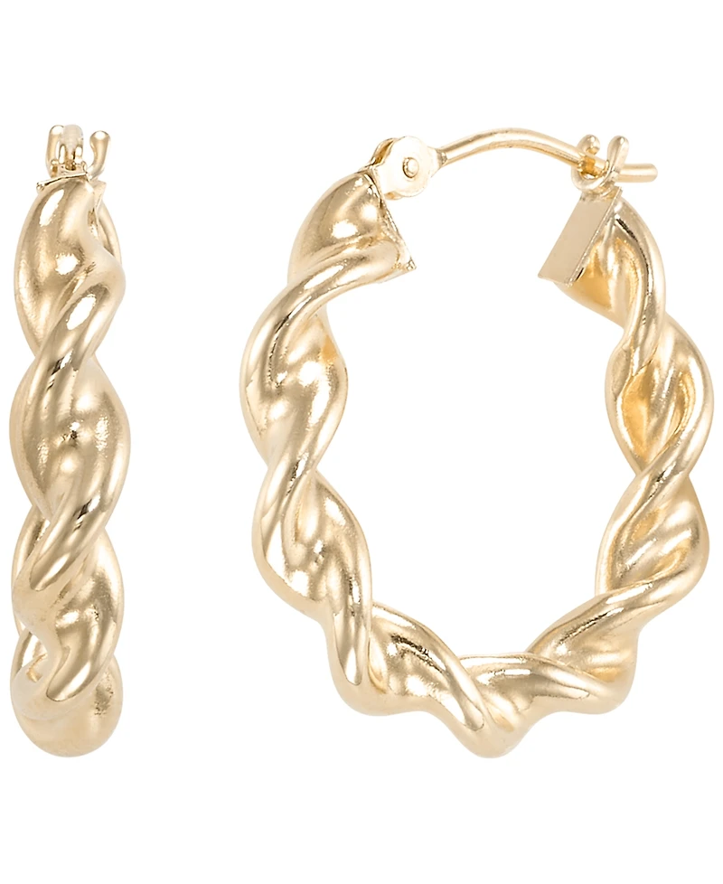Italian Gold Round Twisted High Polished Hoop Earrings in 10k Yellow Gold