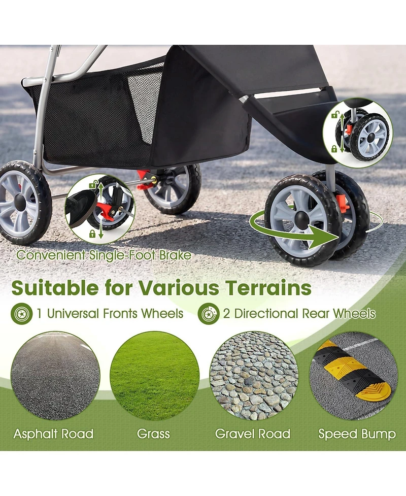 Cozito Wheel Pet Stroller for Small Dogs and Cats up to 33 lbs