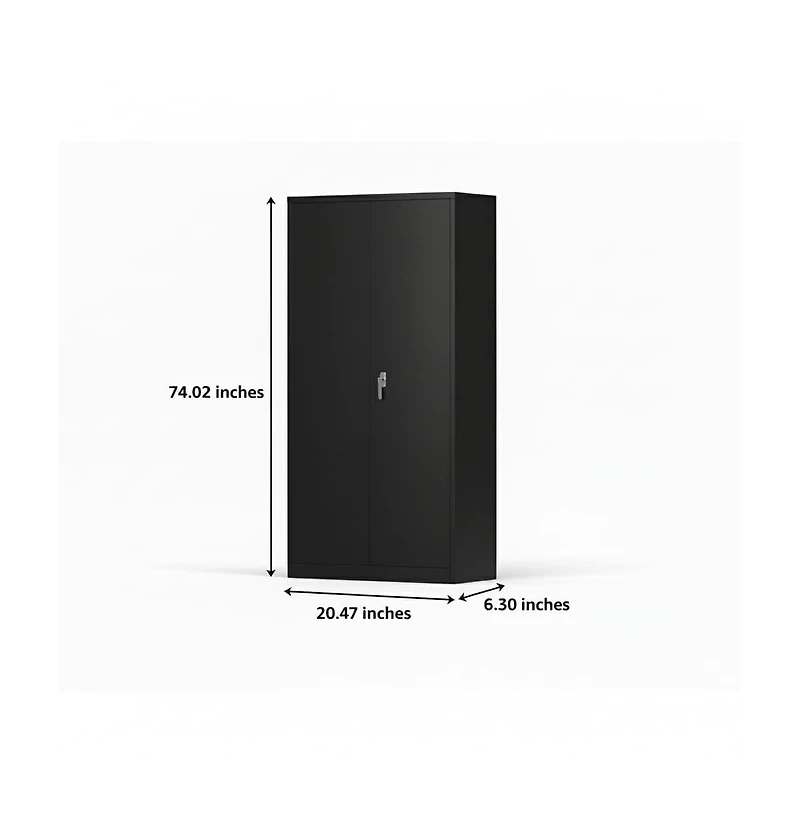 gaomon 74 Inch Heavy-Duty Steel Storage Cabinet, Freestanding Closet with Locking Doors, Adjustable Shelves
