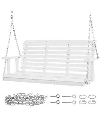 Cozito Wooden Porch Swing 4.5 feet with Steel Hanging Chains and Cedar Wood Seat
