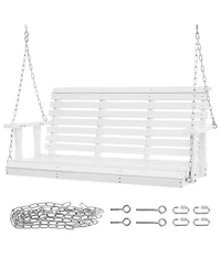 Cozito Wooden Porch Swing 4.5 feet with Steel Hanging Chains and Cedar Wood Seat