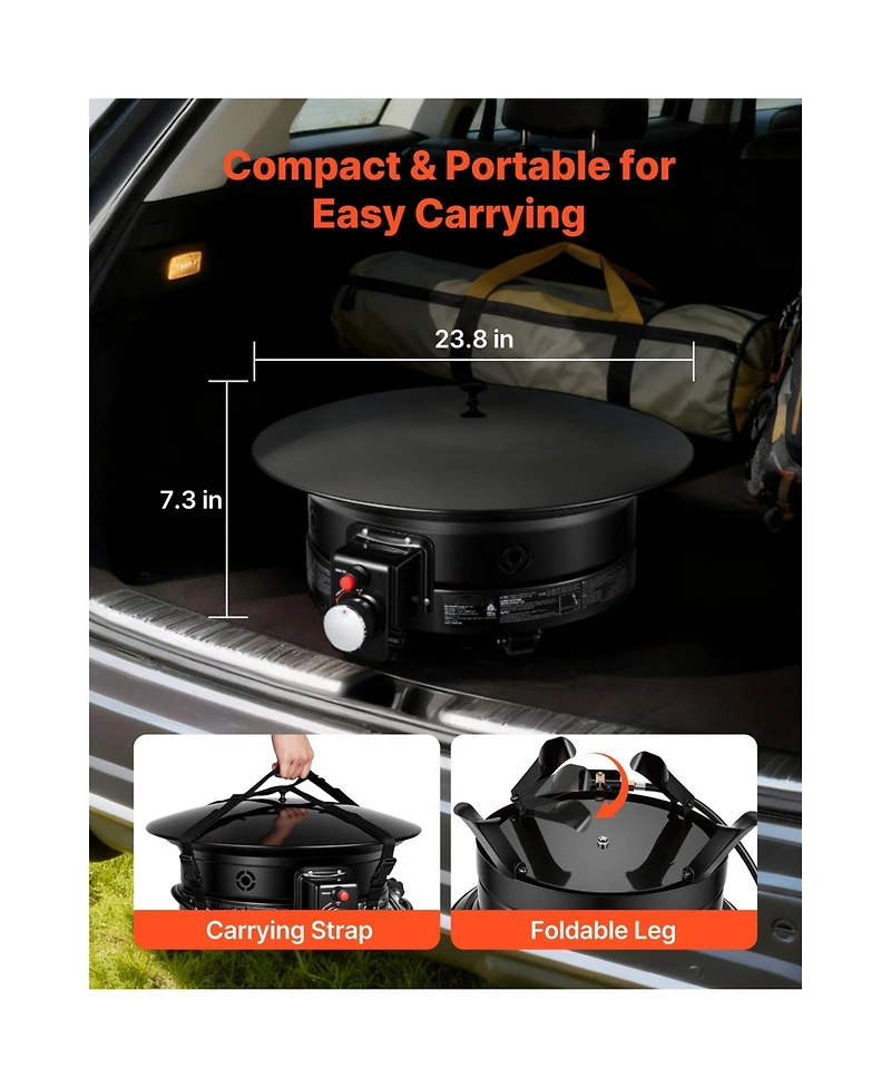 Cozito Propane Fire Pit, 24 inches 53000 Btu Portable Gas Fire Pit with Grill Grate