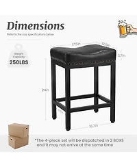 Yiortwo Outdoor Dining Stools Set of 2 with Cushioned Saddle Seat and Metal Frame