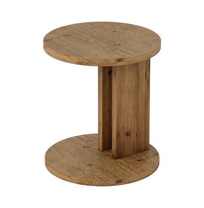 Slickblue Modern Solid Wood End Table with C Shaped Space Saving Design