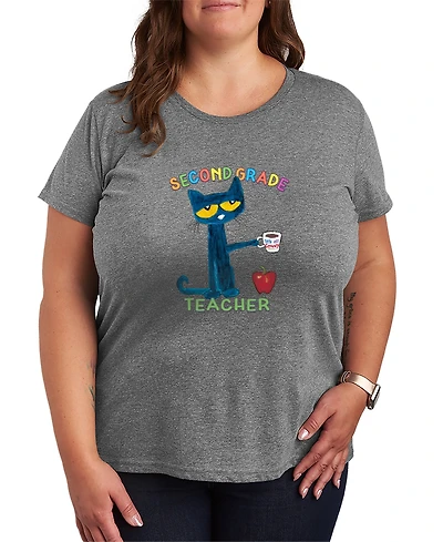 Hybrid Apparel Plus Pete the Cat Second Grade Teacher Graphic T-Shirt
