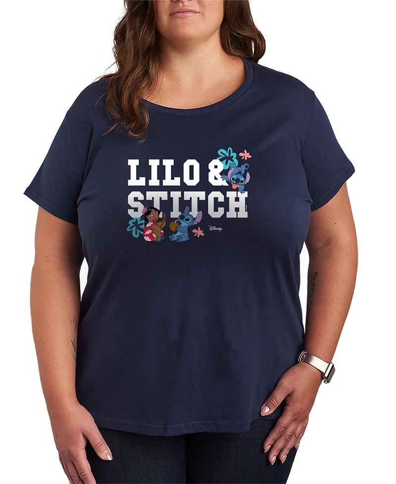 Hybrid Apparel Plus Lilo Stitch Collegiate Graphic T-Shirt