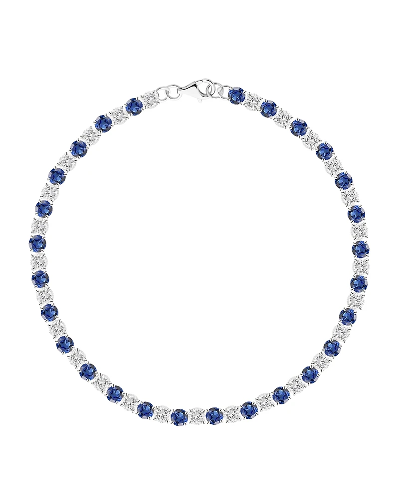 Macy's Lab-Grown Blue Sapphire (3-1/6 ct. t.w.) and White Bracelet Sterling Silver (Also Available Multi-Sto