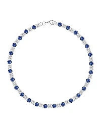 Macy's Lab-Grown Blue Sapphire (3-1/6 ct. t.w.) and White Bracelet Sterling Silver (Also Available Multi-Sto