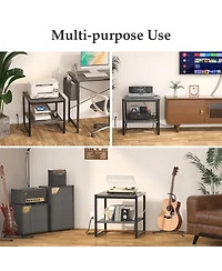 Aheaplus Mini Fridge Stand End Table with Charging Station Table Stand