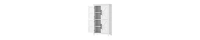 Busdays Bathroom Floor Storage Cabinet Farmhouse Style with 4 Doors and Adjustable Shelf