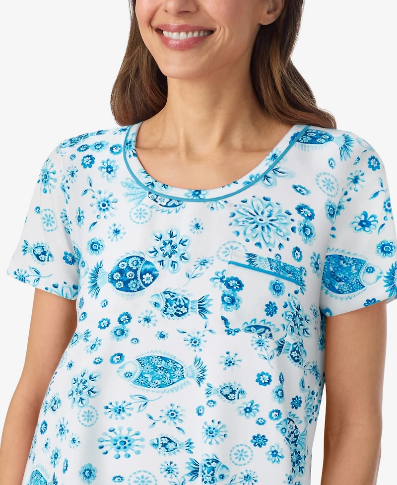 Cuddl Duds Women's Short-Sleeve Top and Cropped Pajama Pants